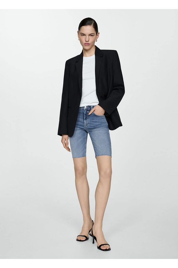 Slim fit kot bermuda şort - 2