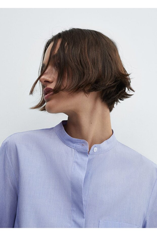 Düğmeli pamuklu bluz - 5