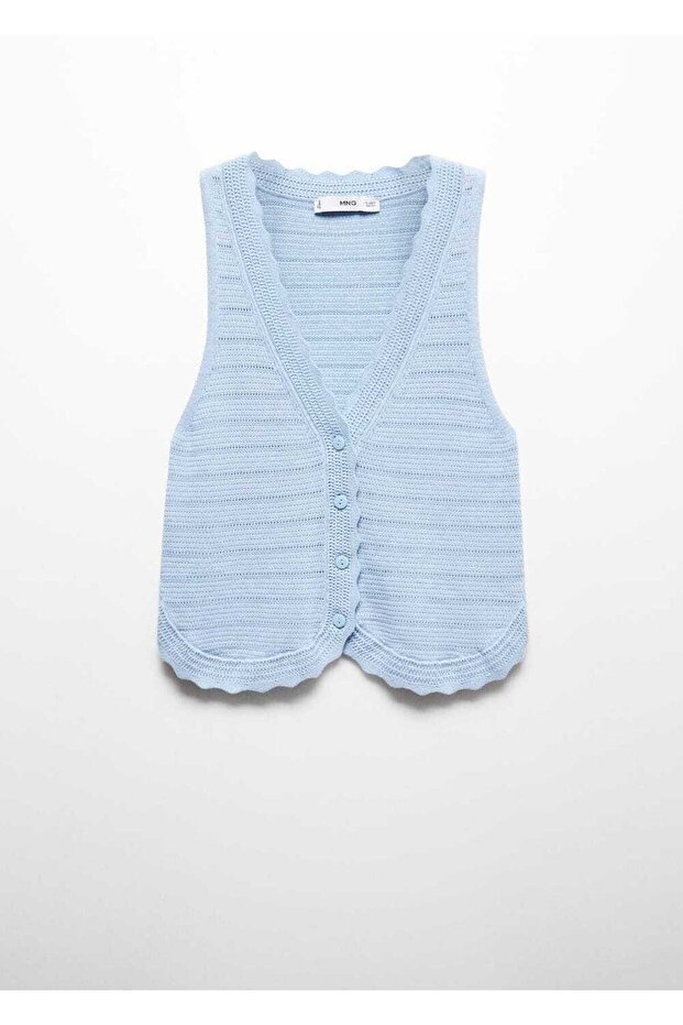 Ajur detaylı triko yelek - 3