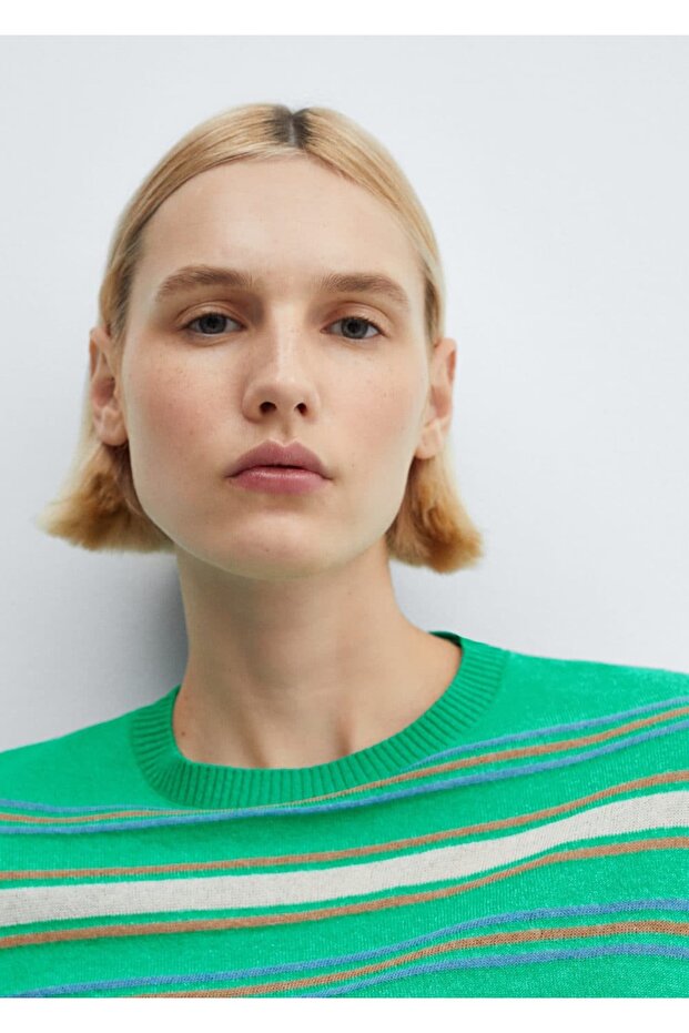 Striped Round Neck Sweater - 5