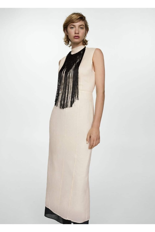 Sırtı açık rami elbise - 1