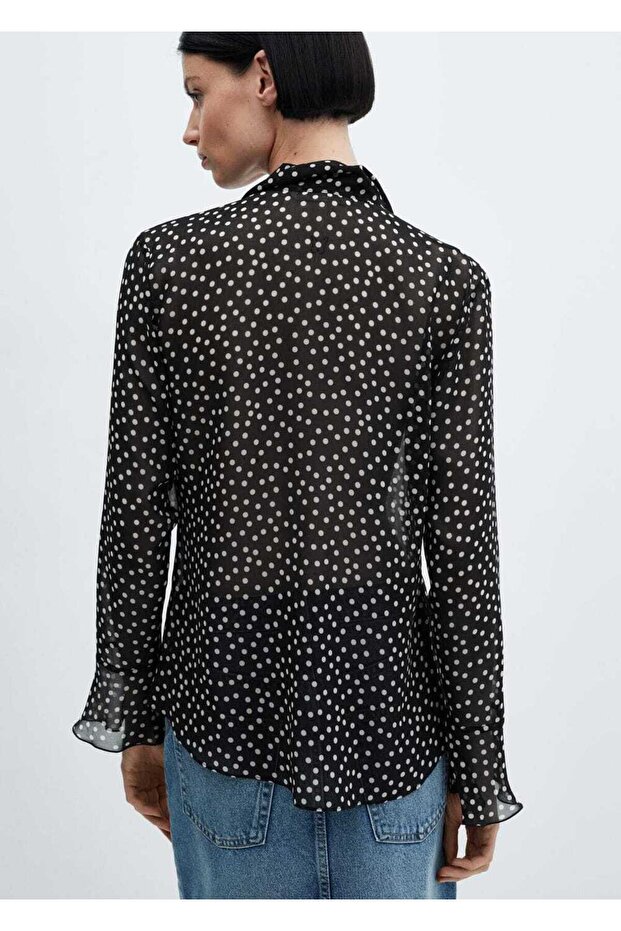 Volanlı desenli bluz - 4