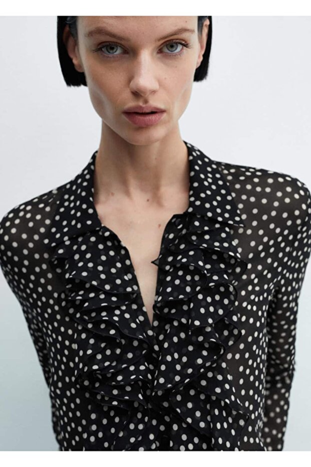 Volanlı desenli bluz - 5