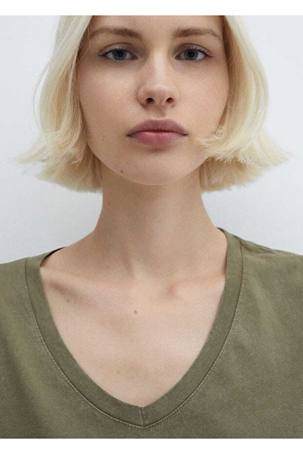 Yıkanmış pamuklu tişört - 5