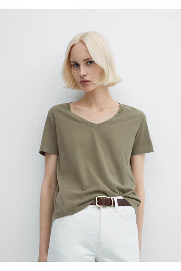 Yıkanmış pamuklu tişört - 1