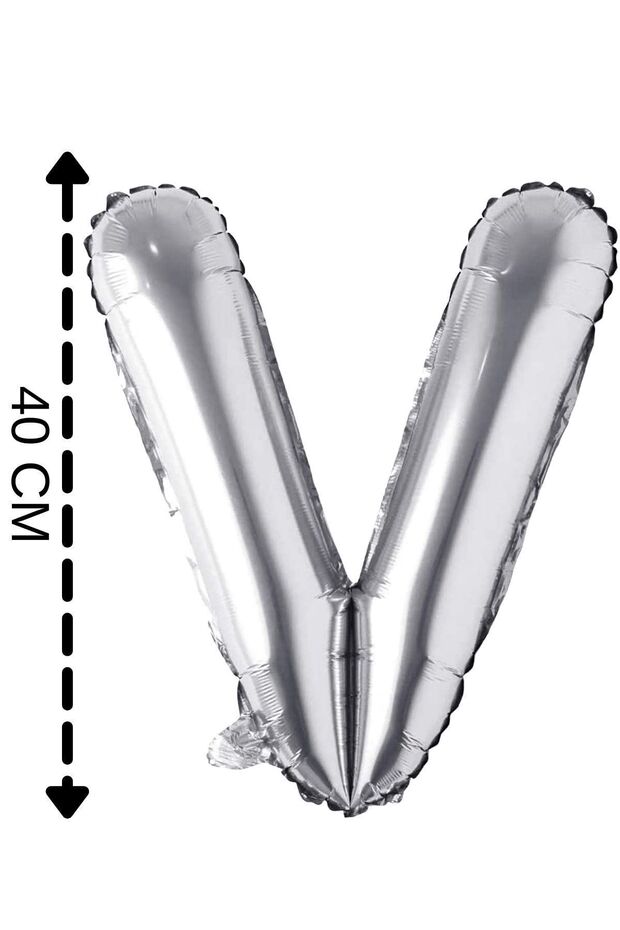 Foil Balloon Letter V Helium Balloon 40 Cm Silver Color