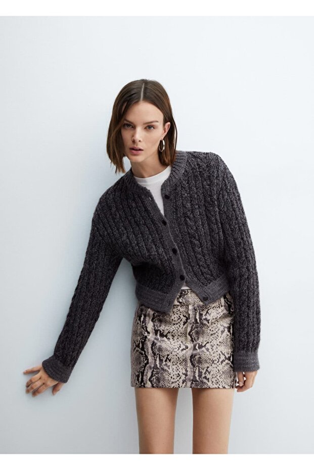 Yılan Derisi Görünümlü Mini Etek - 8