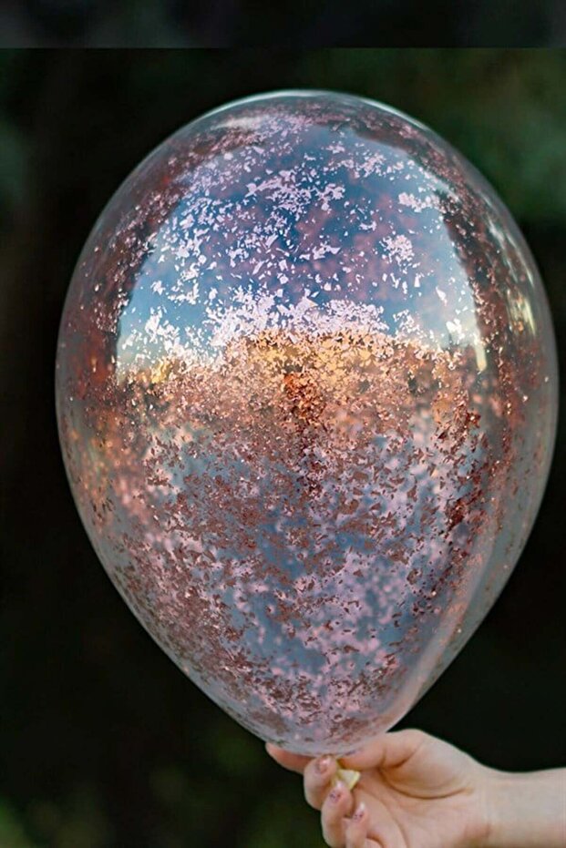Rose Gold Crystal Confetti Transparent Balloon 5 Pieces