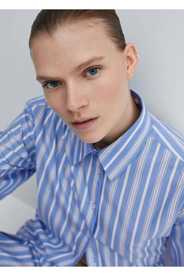 Fiyonklu çizgili bluz - 5