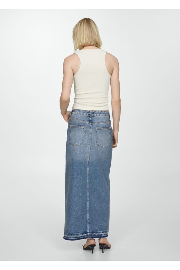 Asimetrik denim etek - 4