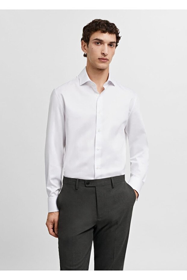 Normal kesim manşetli gömlek - 1