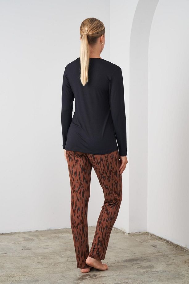 24526 Kadın Desenli Pijama Takım - 4