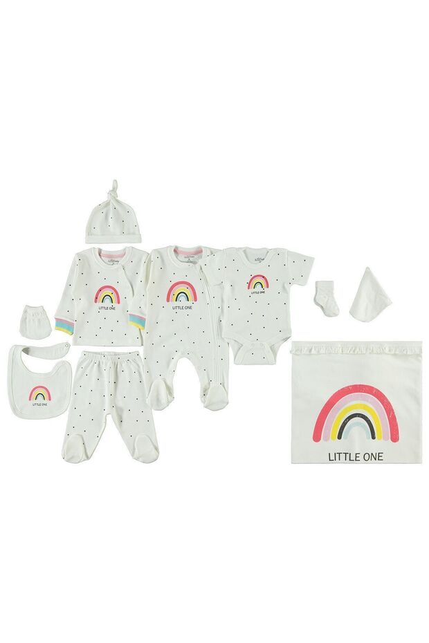 Kız Bebek 10'lu Zıbın Takımı 0-3 Ay Ekru - 1