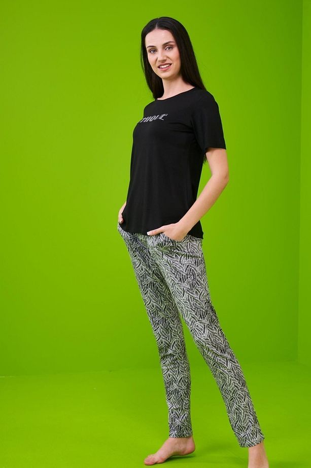 23174 Kadın Desenli Pijama Takım - 2