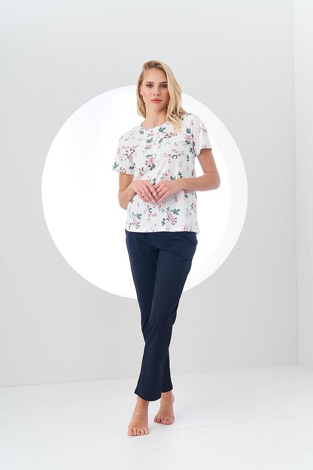 24180 Kadın Desenli Patlı Pijama Takım - 6
