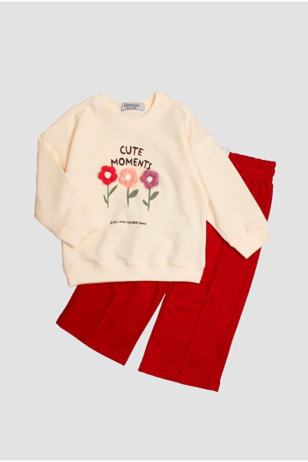 Floral Patterned Oversize Tracksuit Set for Baby Kids