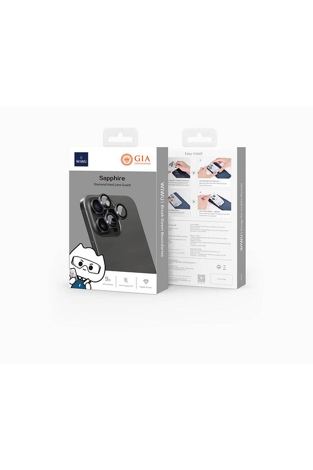 iPhone 16 Pro Max Uyumlu Safir Kamera Lens Koruyucu Wiwu LG-003 Lens Guard Siyah - 3