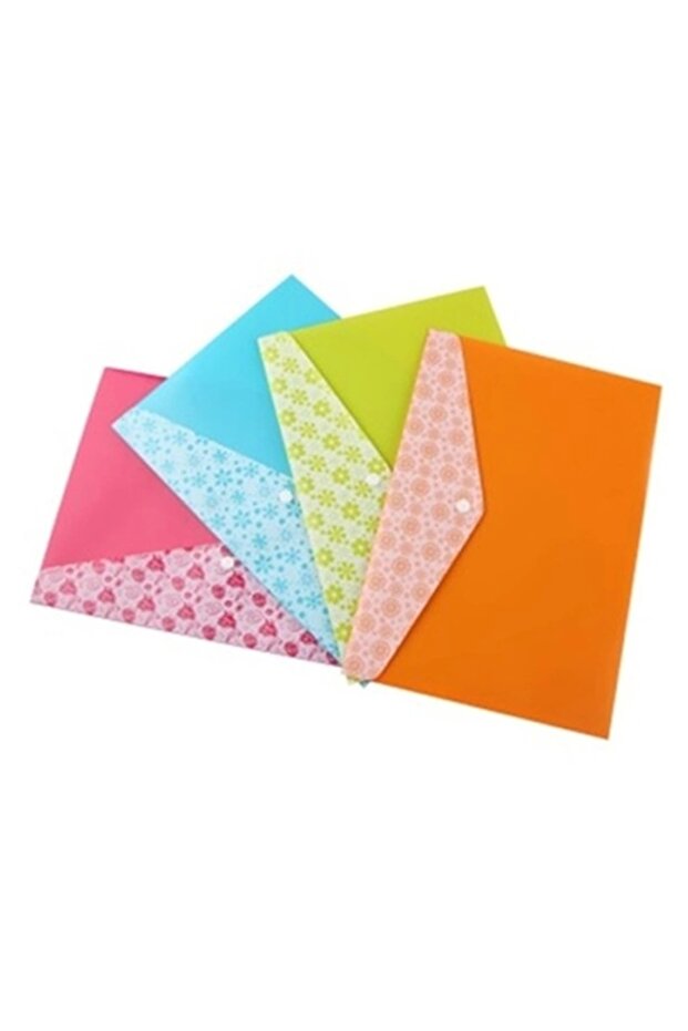 A-4 Floral Patterned File with Snap Fasteners, Pack of 10