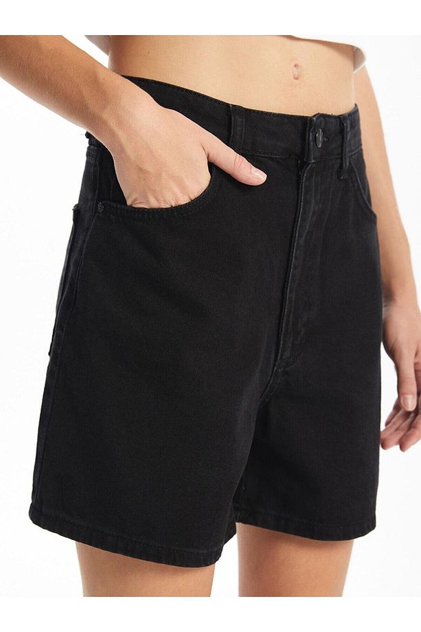XSIDE Açık Mavi Yüksek Bel Standart Fit Kadın Jean Şort - 3