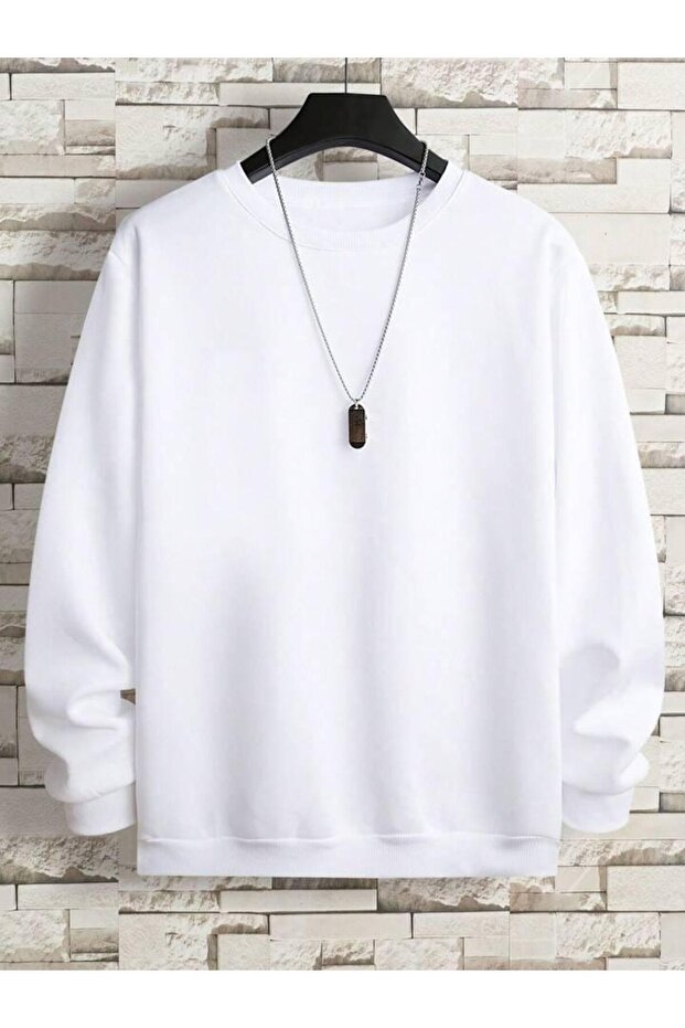 Soft Comfortable Fit Cotton Sweatshirt - Plain Unprinted, Crew Neck