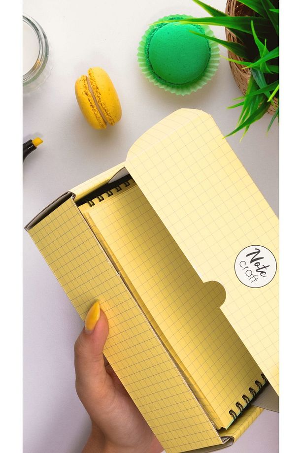 8'li Kareli Defter Seti Renkli Defter 9 x 15 cm 50 Yaprak Spiralli Defter Okul Defteri Sarı - 2
