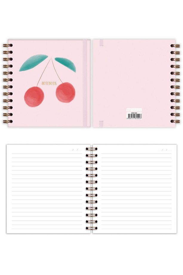 15x15 cm Kare 2'li Set Spiralli Süresiz Planlayıcı Ajanda ve Defter Kiraz - 8