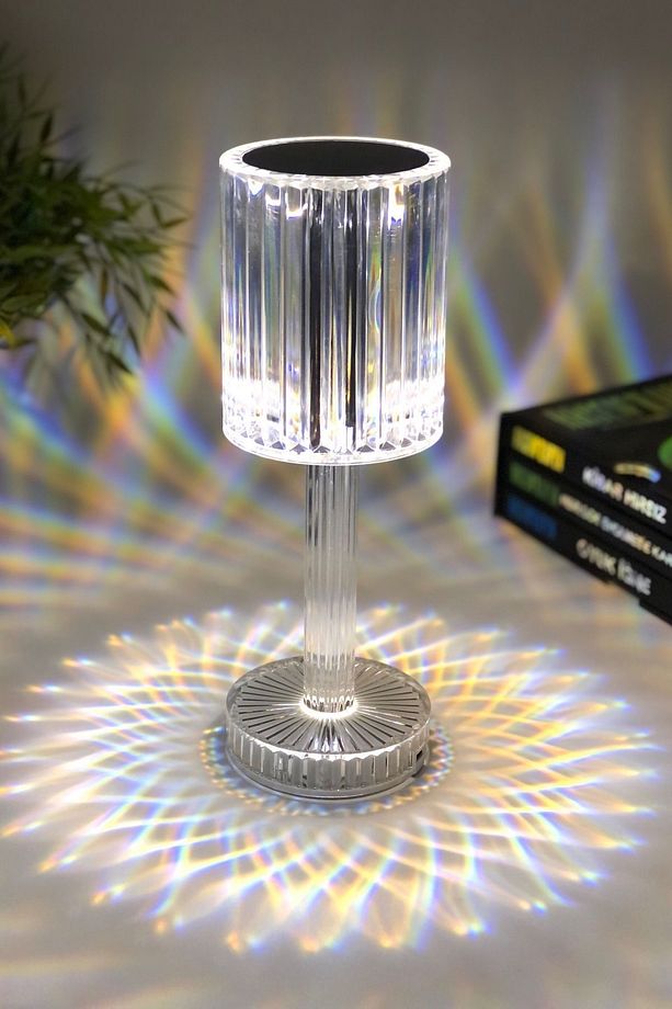 Hl-006 Kristal Şarjlı Gatsby Masa Lambası Ledli Akrilik 3 Renk Dokunmatik Gece Lambası - 1