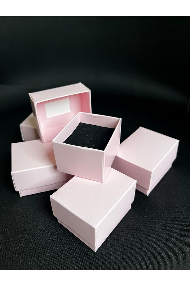 Pembe Süngerli Yüzük Kutusu 5,5x4,5x3,5cm - 15 Adet Kullanıma Hazır/ Yapılı Kutu Olarak Sevk - 5