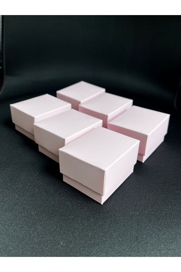 Pembe Süngerli Yüzük Kutusu 5,5x4,5x3,5cm - 15 Adet Kullanıma Hazır/ Yapılı Kutu Olarak Sevk - 1