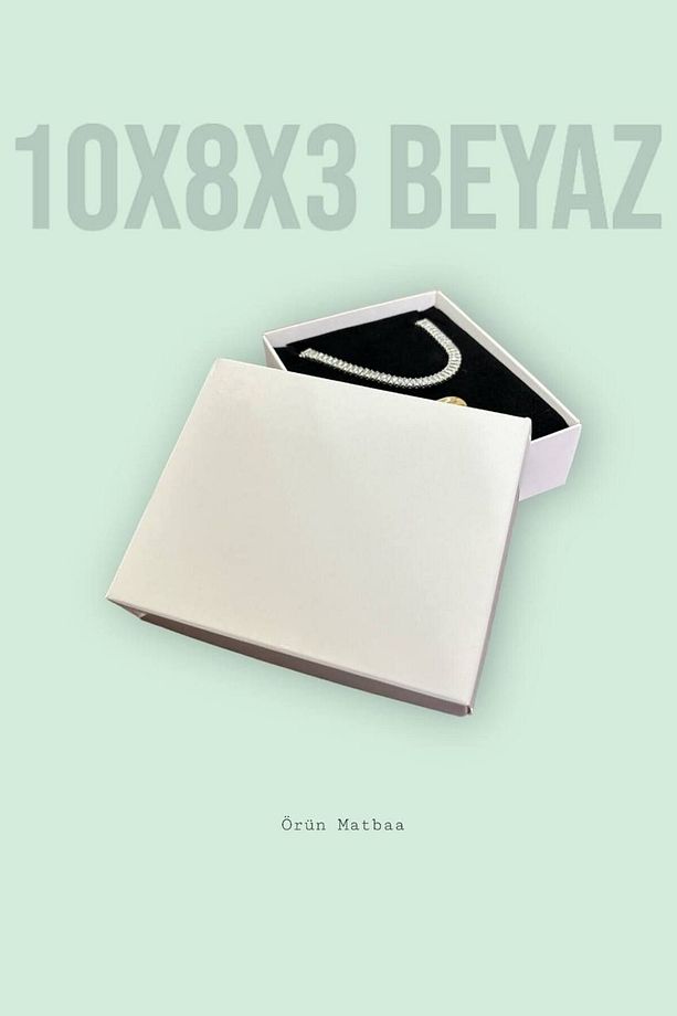 10x8x3cm Beyaz Bristol Lüks Takı Kutusu Süngerli 18 Adet Demonte Sevk - 3