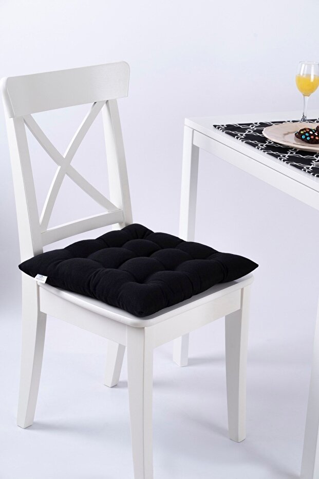 Daisy Pofidik Black Chair Cushion with Special 9-Stitch Lacing