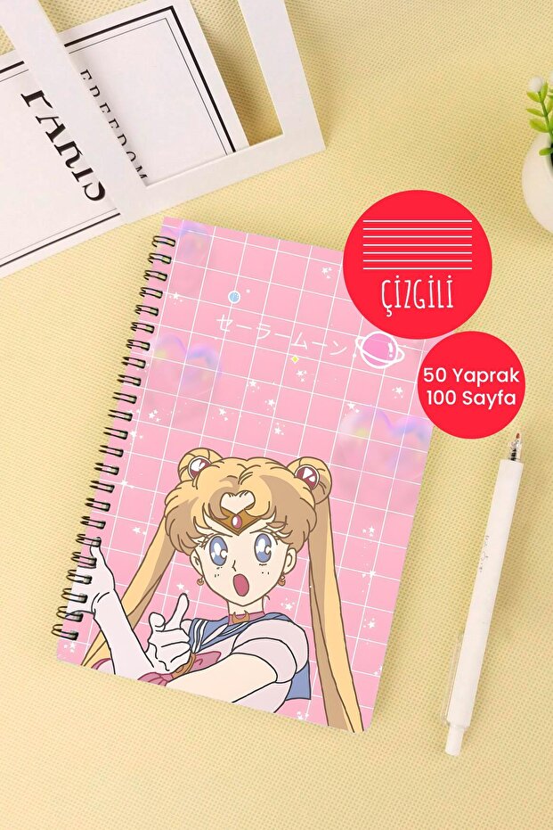 Moon Warrior Themed A5 Spiral School Notebook 50 Sheets 100 Pages - Ruled