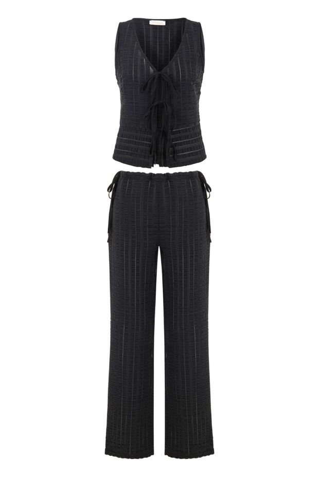 Juana Lace-Up Vest Trousers Set