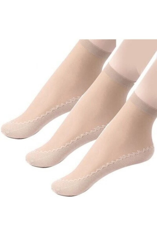 Women's Skin Color Tulle Socks 5 Pairs