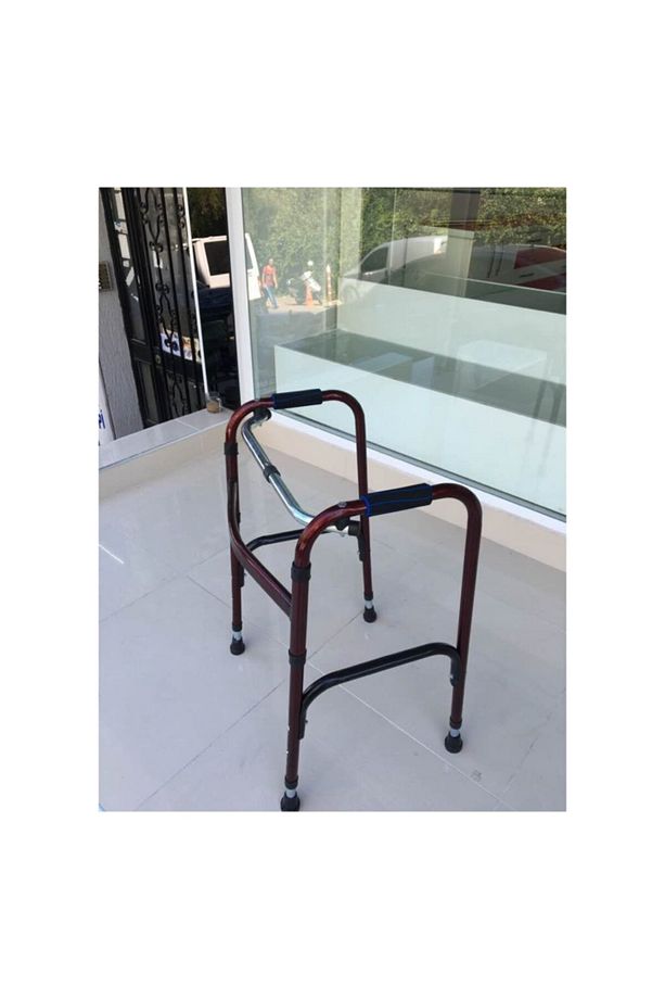 Katlanabilir Metal Walker Hasta Yürüteci Dört Ayaklı Boy Ayarlanabilir 4 Metal - 1