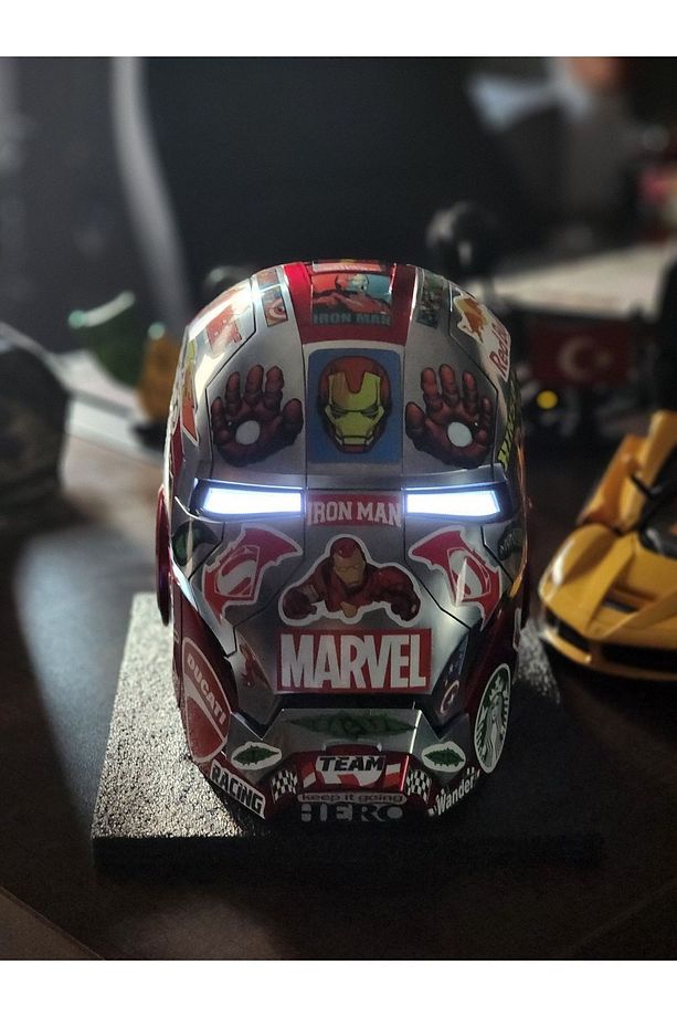 İron Man Demir Adam 3D Elektronik Kask ( Özel Tasarım ) - 5