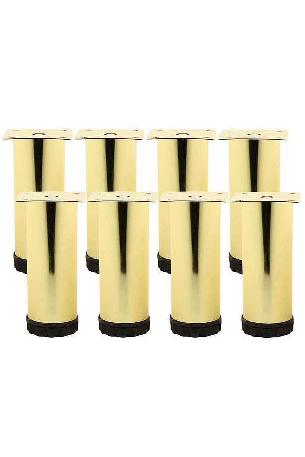 Ayarlanabilir Dolap Mobilya Kanepe Baza Metal Destek Yükseltici Ayağı 10 Cm Gold Ayakları 8 Adet - 6