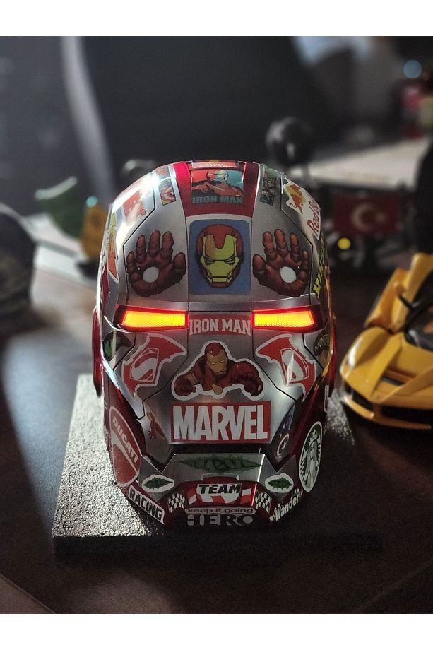 İron Man Demir Adam 3D Elektronik Kask ( Özel Tasarım ) - 3