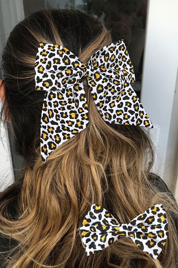 Mother Girl Combination Leopard Patterned Bow Ribbon Buckle Ribbon Buckle