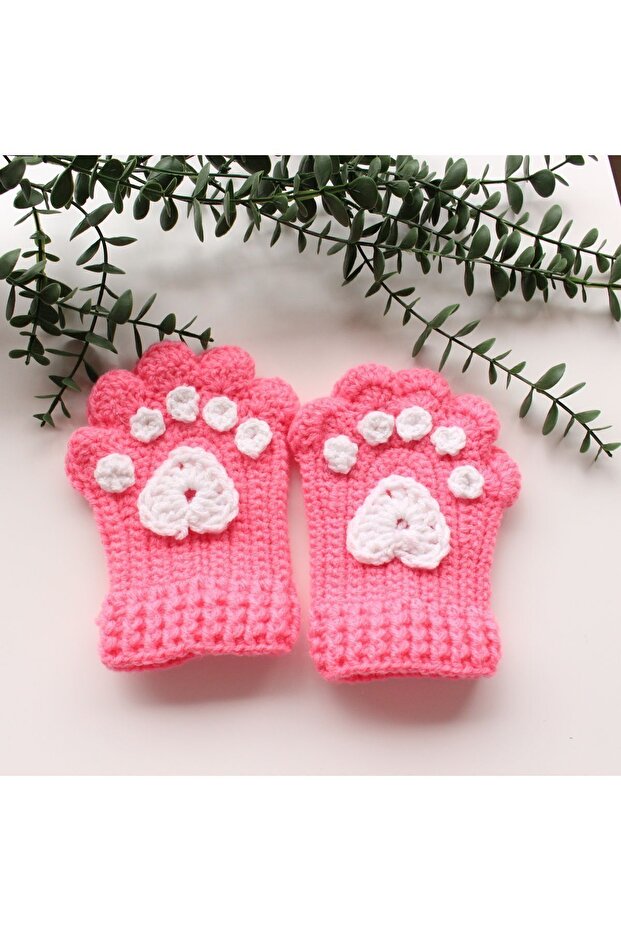 Pembe El Yapımı Parmaksız Model Kışlık Eldiven Patili - 4