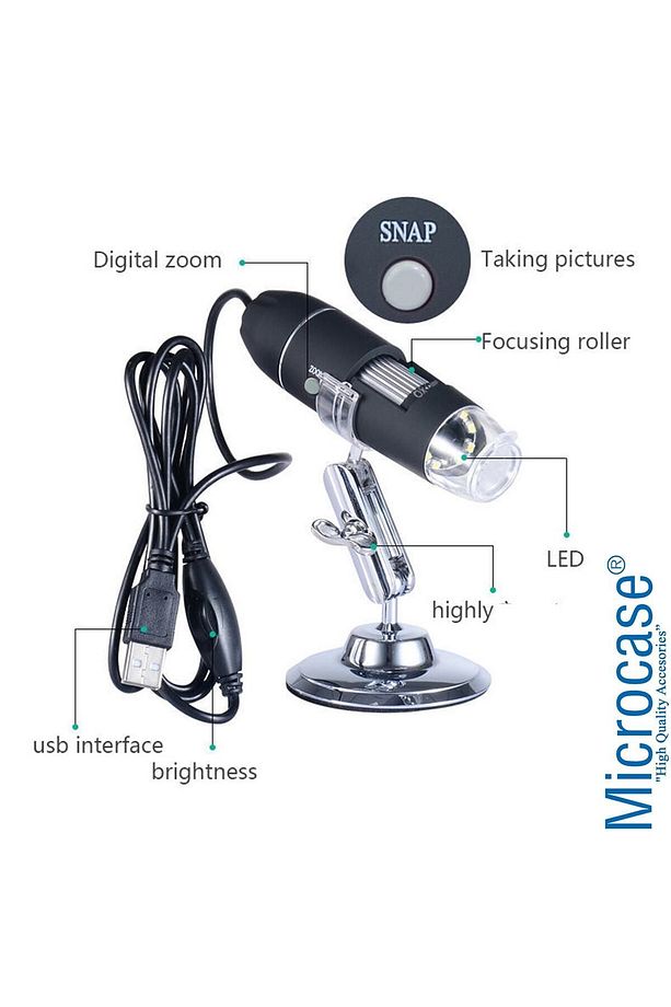 1600x Dijital Mikroskop Usb Hd Cmos 8 Led Digital Microscobe - 2