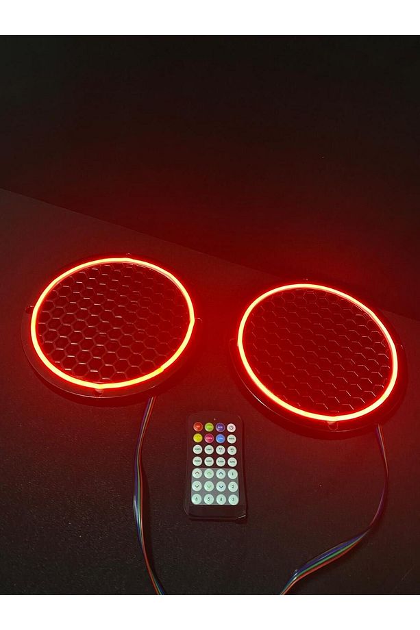 20 Cm Neon Rgb Ledli Kumanda Kontrollü Midrange Kapağı 20cm Midrange Hoparlör Uyumlu Petekli Model - 1