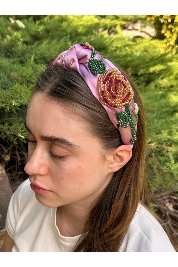 Bym518 Design Evening Dress Hand Embroidered Hair Accessory Wedding Henna Engagement after Party Lilac Women's Hair Crown