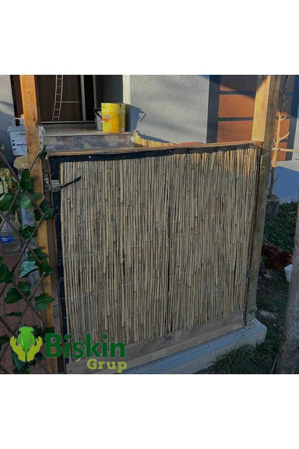 Doğal Kamış Hasır Çit 1 Metre x 1 Metre Balkon Çiti, Hasır Bambu Çit, Bahçe Çiti ve Gölgelik - 4