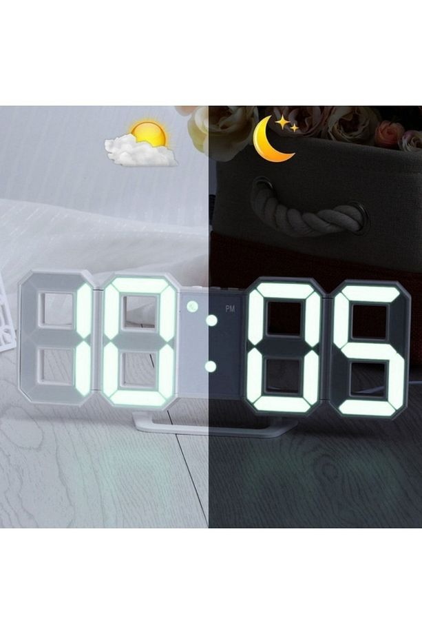 Yeni Nesil Dekoratif Dijital 3d Led Masa Duvar Çalar Saati Takvim Termometre - 5