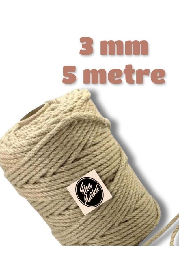 3 Mm 5 Metre Jut Halat Ip - Kendir Ip - Dekor Ipi - Kendir Ip - 1