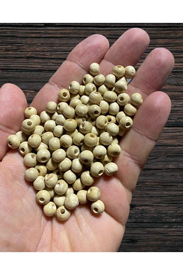 Wooden Beads 6 Mm, 80 Gr - Wooden Varnished -