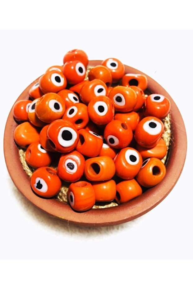 Medium Size Dandelion Evil Eye Bead - Jewelry Bead - Orange - 10 Pieces