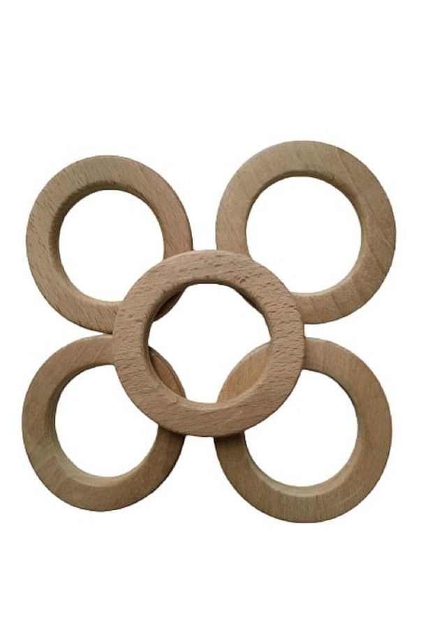 70 Mm Ham Işlenmemiş Yassı Model Ahşap Halka - ( 4 Adet ) - 1