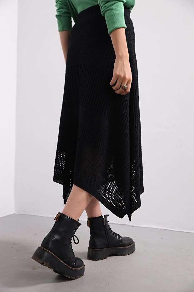 Siyah Örme Etek - 8